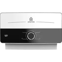 Электрический проточный водонагреватель Ariston AURES SM 7.7, горизонтальный, прямоугольный, бело-черный (3195213)