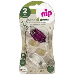 Круглая пустышка Nip Зеленая серия Вишенка, 6+ мес., фиолетовый-бежевый, 2 шт. (38590-51)