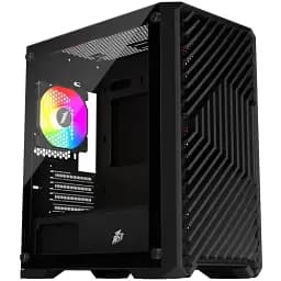 Корпус 1stPlayer T5-BK-4F1, Black, без БЖ, Mini Tower, Micro ATX, 1xUSB 3.0 / 2xUSB 2.0, макс. CPU - 165 мм / VGA - 330 мм, 4x120 мм ARGB, бічна панель із загартованого скла