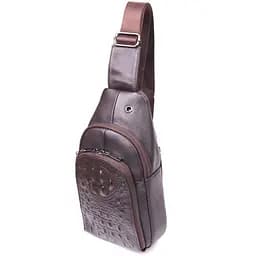 Сумка слінг чоловіча з натуральної фактурної шкіри 21401 Vintage коричневий