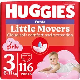 Набір підгузки-трусики для дівчаток Huggies Pants Little Movers 3 (6-11 кг) 116 шт.