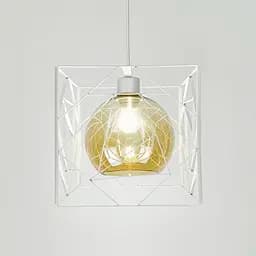 Люстра у білому корпусі з янтарним плафоном 24х24 см | Арт. 12120/1 WT+AM | Line F