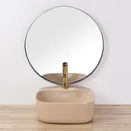 Умивальник Rea Luiza 42 beige mat накладний бежевий матовий REA-U9607 - мініатюра 3