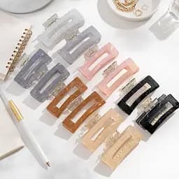 Прямокутний краб затискач для волосся з акрилу 12 шт.