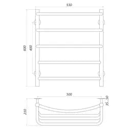 Рушникосушарка UNIO LКD W 600-500-5 Драбинка Каскад Дуга (20867) - мініатюра 5