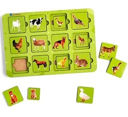 Пазл-сортер деревянный "Мама и малыш" домашние животные Ubee ПСФ088