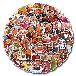 Стікерпак Червоні Панди Набір наклейок GeekLand red panda 55 штук
