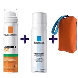 Набір: Сонцезахисний спрей для обличчя La Roche-Posay Anthelios XL SPF 50+ 75 мл + Термальна вода La Roche-Posay для чутливої шкіри 50 мл + Косметичка Anthelios