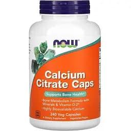 Вітаміни та мінерали NOW Calcium Citrate Caps, 240 вегакапсул