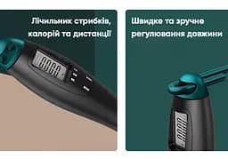 Швидкісна скакалка з лічильником EasyFit чорний-зелений - мініатюра 2