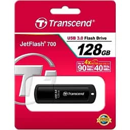 USB флеш-накопичувач Transcend JetFlash 700 128GB USB-A 3.0 Black (TS128GJF700) [90891] - мініатюра 4