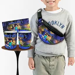 Набор: детская сумка-бананка+кружка Майнкрафт "Minecraft" 32х15см,бананка для мальчика через плечо (00924)