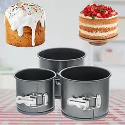 Комплект з 3 роз'ємних форм для випікання тортів та пасок з антипригарним/тефлоновим покриттям Ø12/14.5/17 см, Kitchen Master Чорний 86182