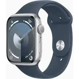 Apple Watch Series 9 GPS 45mm Silver Aluminium with Storm Blue Sport Band M/L MR9E3