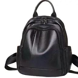 Шкіряний жіночий міський рюкзак на блискавці чорний 85271 Tiding Bag
