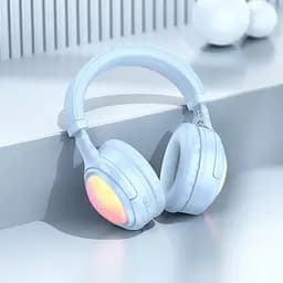 Навушники бездротові Hoco W48 накладні з LED підсвічуванням синій - мініатюра 3