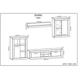 Модульна стінка для вітальні ВМК (БРВ) Шакіра Німфея альба + Дуб артизан (GRB-1927) - мініатюра 2