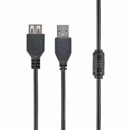Кабель USB 2.0 AM - USB AF, 4.5 м, чорний, Cablexpert, феритовий фільтр (CCF-USB2-AMAF-15)