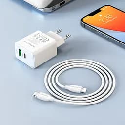 МЗП Borofone BA67A PD20W+QC3.0 (1USB-A/1C) + кабель Type-C to Lightning Білий - мініатюра 5