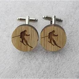 Дерев'яні запонки Лижник Handmade acs0005958
