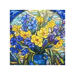 Алмазная мозаика Витражные цветы Strateg DEEX16280 неполная выкладка 30х30 см