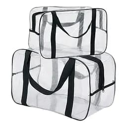 Набор прозрачных сумок в роддом: размер S 30х20х15 см + размер М 40х25х20 см (черные)