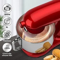 Кухонний комбайн планетарний Cookdeyi міксер тістоміс 1800 Вт чаша 8 л SM 1522NM red - мініатюра 3