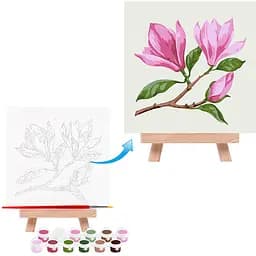 Картина за номерами, Гілка магнолії , 15х15см, з мольбертом, ROSA START