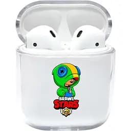 Прозорий силіконовий чохол Apple AirPods з малюнком - Leon / Brawls Stars (KAP1101)