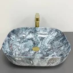 Умивальник VBI Bergamo blue tourmaline glossy накладний VBI-012504, Синій - мініатюра 2