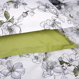 Простирадло на гумці MirSon Поплін 00-1 Olive Flowers 70х140 см зелене (2200009699443) - мініатюра 6