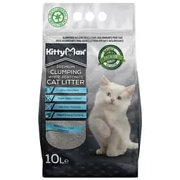 Бентонитовый наполнитель Kitty Max для кошачьего туалета с ароматом марсельского мыла белый 10 л.