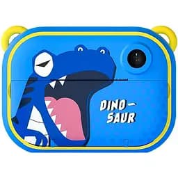 Детский фотоаппарат с печатью Happy Life UR190BL Динозавр для фото и видео Full HD, синий