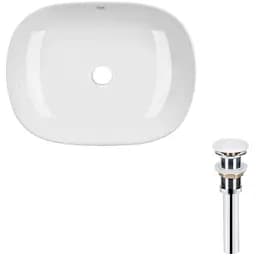 Комплект Qtap Aquarius: Раковина накладная прямоугольная 470x380x120 мм White + Донный клапан PU02 (QT21112185WN47295)