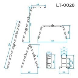 Сходи алюмінієві мультифункціональні трансформер Intertool висота 2383 мм х 4x2 ступенів LT-0028 - мініатюра 10