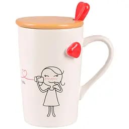 Чашка Led Love is B з бамбуковою кришкою та ложкою 360 мл (B060493)