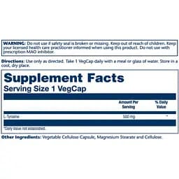 Амінокислота Solaray L-Tyrosine 500 мг 50 капсул - мініатюра 2