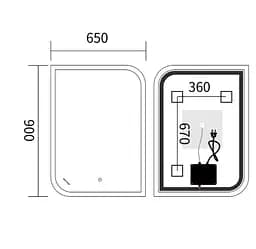 Дзеркало Mixxus Premium BEVEL MA02-90x65-REVERSE (LED Touch, Anti-fog, (3-6,5kK)) (MP6641) - мініатюра 5
