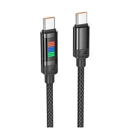 Кабель Hoco U126 Lantern Type-C to Type-C charging data cable 1.2 м 100W 5A с экраном черный