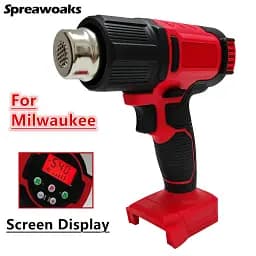 Для Milwaukee 18V Акумуляторний пістолет для гарячого повітря 60-540℃ Регульований бездротовий тепловий пістолет з 3 насадками - мініатюра 3