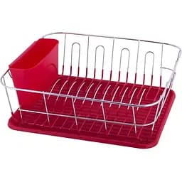 Сушилка для посуды Kamille 37x33x13.5 см красная (KM-0763B)