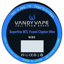 Котушка спіралі Vandyvape Superfine MTL Fused Clapton Ni80 Wire Coil 3.05 м 32ga*2 38ga - 5.35 Ом (10423)