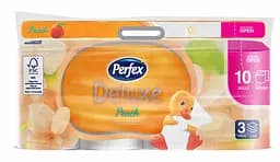 Тришаровий туалетний папір Perfex Delux Персик, білий, 8+2 рулони