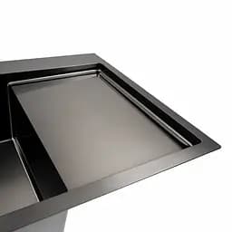 Кухонна мийка СМ 78x50 L PVD чорна Platinum Handmade (круглий сифон 3.0/0.8), Чорний - мініатюра 6