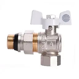 Кран кульовий кутовий з американкою Q Professional QP004 PN40 1/2″ антипротікання, Білий метелик