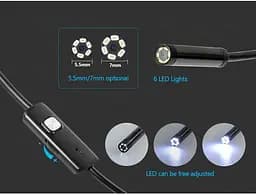 Ендоскоп водонепроникний Kerui 5м гнучка Usb камера - мініатюра 7
