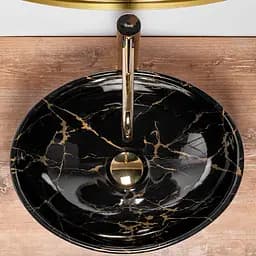 Умивальник Rea Sofia marble black накладний REA-U5611, Чорний - мініатюра 3