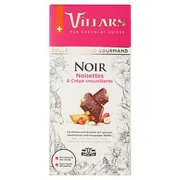 Шоколад чорний Villars Collection Duo Gourmand Noir Noisettes & Crepe Croustillante з фундуком та шматочками печива 180 г