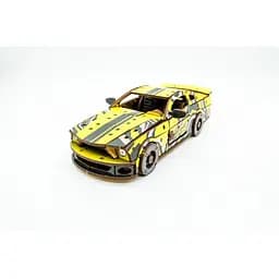 Дерев'яний 3D конструктор Muscle car GT PuzzleOk Puz-00638 162 деталі жовтий  - мініатюра 2