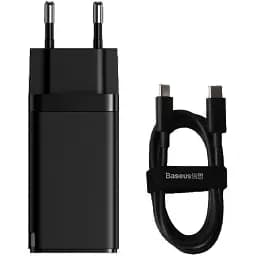 Зарядний пристрій Baseus 65 W GaN2 Pro (CCGAN2P-B01) + кабель 100 W USB Type C чорні